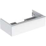 Mueble bajo Geberit iCon para lavabo, con un cajón: Ancho de lavabo=90cm, Cuerpo y frontal: blanco/cubierto de alto brillo, Tirador: cromado brillante